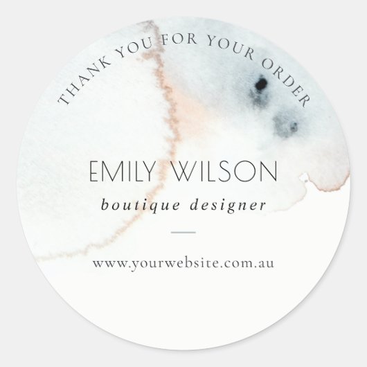 Aqua Blue Gold Vielen Dank für Ihre Bestellwebsite Runder Aufkleber (Vorderseite)