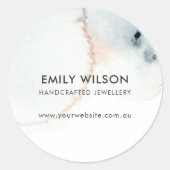 AQUA BLUE GOLD WATERCOLOR BRUSH EARRING DISPLAY RUNDER AUFKLEBER (Vorderseite)