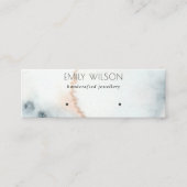 AQUA BLUE GOLD WATERCOLOR WAVES EARNING DISPLAY MINI VISITENKARTE (Vorderseite)