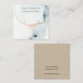 AQUA BLUE GOLD WATERCOLOR WAVES EARNING DISPLAY QUADRATISCHE VISITENKARTE (Vorne/Hinten)