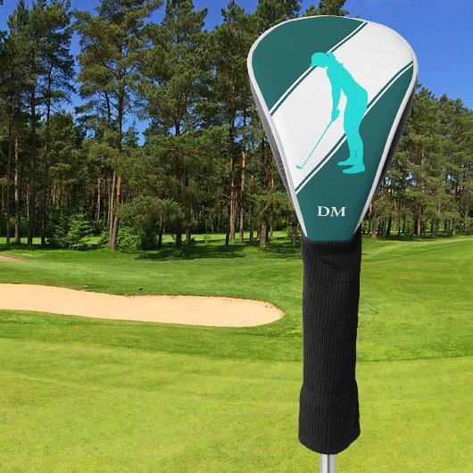 Aqua Blue Golfer auf Aquamarinem Weiß Golf Headcover