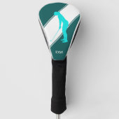 Aqua Blue Golfer auf Aquamarinem Weiß Golf Headcover (Vorderseite)