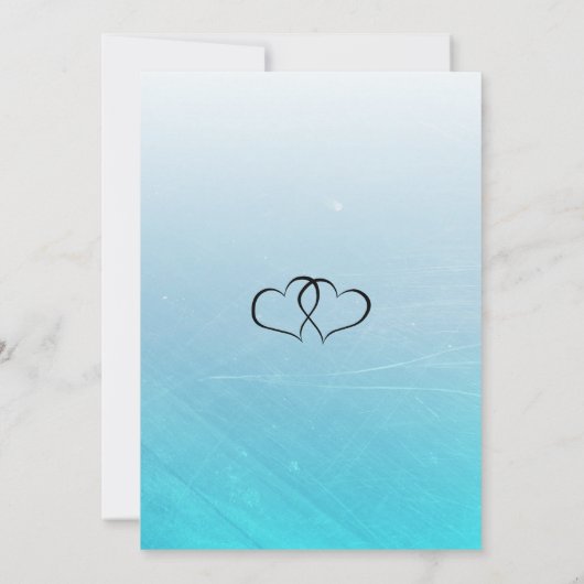 Aqua Blue Gradient Black Script Einladung (Rückseite)