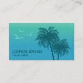 Aqua Blue Gradient Palm Tree Tropische Agent Visitenkarte (Vorderseite)