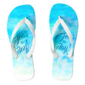 Aqua Blue Gradient Simple Monogram Name Flip Flops Badesandalen (Fußbett)