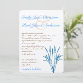 Aqua Blue Grasses und Schriftart Hochzeitseinladun Einladung (Stehend Vorderseite)