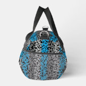 Aqua Blue Graue schwarze, pixelförmige Streifen Duffle Bag (Rechts)