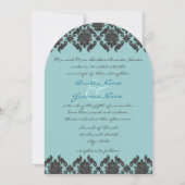 Aqua Blue Gray Bevel Damask Hochzeit Einladung (Rückseite)