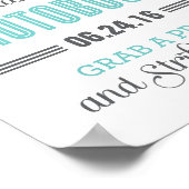 Aqua Blue Gray Custom Wedding Foto Booth Sign Poster (Ecke)