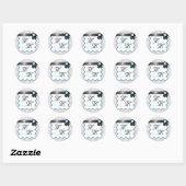 Aqua Blue & Gray Damask Doppelmonogram Stickers (Blatt)