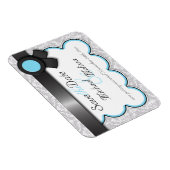 Aqua Blue & Gray Damask Save the Date flaches Magn Magnet (Rechte Seite)