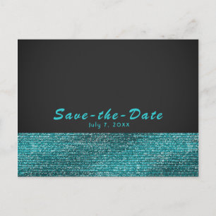 Aqua Blue & Gray Modern Glam Sequins Save the Date Ankündigungspostkarte