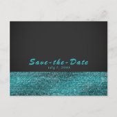 Aqua Blue & Gray Modern Glam Sequins Save the Date Ankündigungspostkarte (Vorderseite)