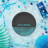 Aqua Blue & Gray Moderne Glam Sequins Chic Party Pappteller (Party)