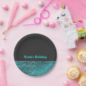 Aqua Blue & Gray Moderne Glam Sequins Chic Party Pappteller (Party)