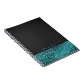 Aqua Blue & Gray Moderne Glam Sequins Elegante Notizblock (Rechte Seite)