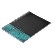 Aqua Blue & Gray Moderne Glam Sequins Elegante Notizblock (Linke Seite)