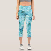 Aqua Blue Green Abstrakt Capri Leggings (Vorderseite)