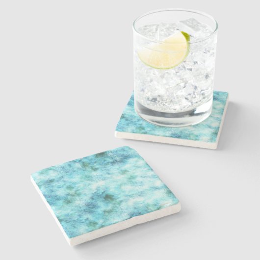 Aqua Blue Green Abstrakt Steinuntersetzer (Seitenansicht)