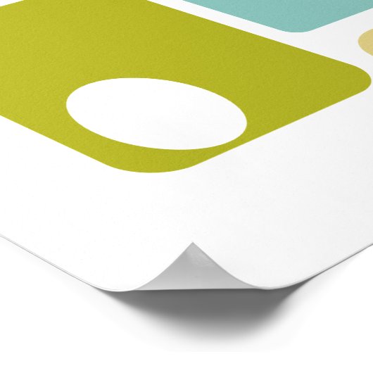 Aqua Blue Green Black Squares Mitte des Jahrhunder Poster (Ecke)