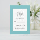 Aqua Blue Green Elegant Wedding Repclosure RSVP Karte (Stehend Vorderseite)