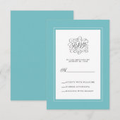 Aqua Blue Green Elegant Wedding Repclosure RSVP Karte (Vorne/Hinten)