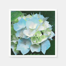Aqua Blue & Green Floral Hydrangea Paper Napkins Serviette