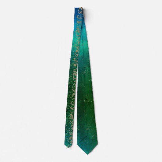 Aqua Blue Green Floral Pattern Neck Tie Krawatte (Rückseite)