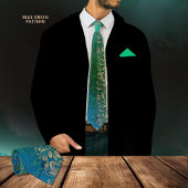 Aqua Blue Green Floral Pattern Neck Tie Krawatte