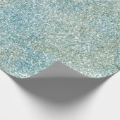 Aqua Blue Green Glitzy Glitzer Geschenkpapier (Ecke)