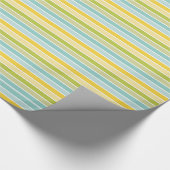 Aqua Blue Green Lemon Yellow Stripes Birthday Geschenkpapier (Ecke)