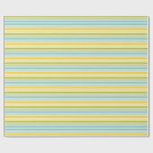 Aqua Blue Green Lemon Yellow Stripes Birthday Geschenkpapier (Flach)