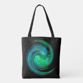 AQUA BLUE GREEN LIGHT VORTEX Fraktal Swirl Schwarz Tasche (Rückseite)
