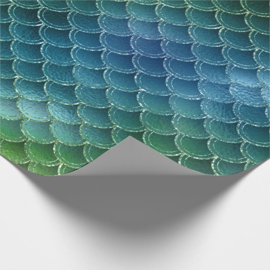 Aqua Blue Green Mermaid Scales Geschenkpapier (Ecke)