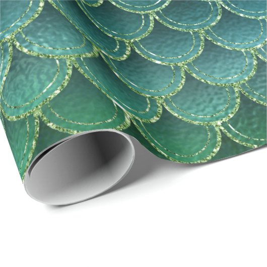 Aqua Blue Green Mermaid Scales Geschenkpapier (Rolleneckpunkt)