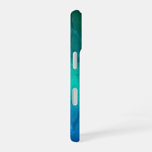 Aqua Blue Green Modernes Blumenherz iPhone 16 Hülle (Rechte Seite)