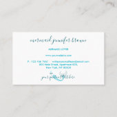 Aqua Blue Green Schwanz Mermaid Visitenkarte (Rückseite)