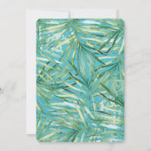 Aqua Blue Green Tropical Blätter Wasserfarbenhochz Einladung (Rückseite)