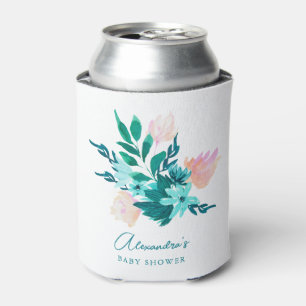 Aqua Blue Green Watercolor Blumenbaby Dusche Dosenkühler