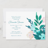 Aqua Blue Green Watercolor Blumenbaby Dusche Einladung (Vorderseite)