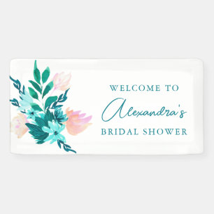 Aqua Blue Green Watercolor Brautparty Banner