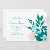 Aqua Blue Green Watercolor Brautparty Einladung (Vorne/Hinten)