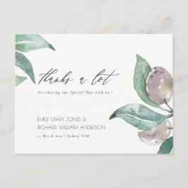 AQUA BLUE GREEN WATERCOLOR FOLIAGE OLIVE DANK POSTKARTE