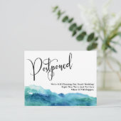 Aqua Blue Green Watercolor Hochzeit verschoben Postkarte (Stehend Vorderseite)