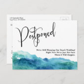 Aqua Blue Green Watercolor Hochzeit verschoben Postkarte (Vorne/Hinten)