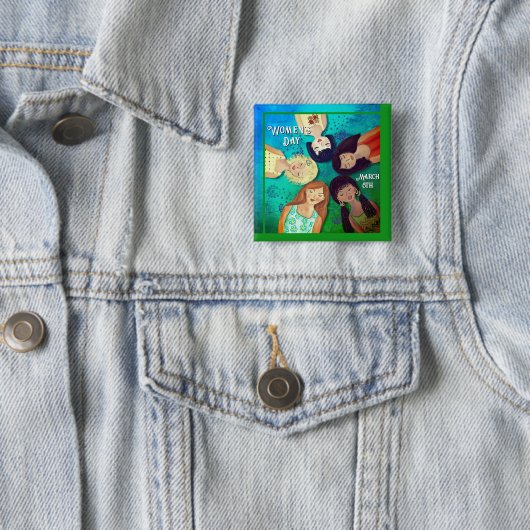 Aqua Blue Green Women's Day Button (Beispiel)