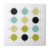 Aqua Blue Green Yellow Black Circles Mid Century Fliese (Vorderseite)