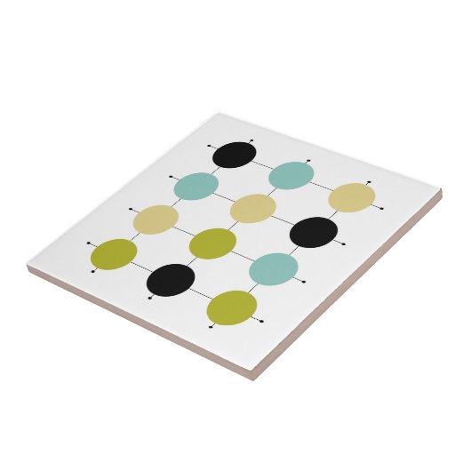 Aqua Blue Green Yellow Black Circles Mid Century Fliese (Seite)