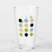 Aqua Blue Green Yellow Circles Lines Mid Century Glas (Rückseite)