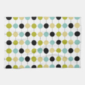 Aqua Blue Green Yellow Circles on Black Lines Geschirrtuch (Horizontal)